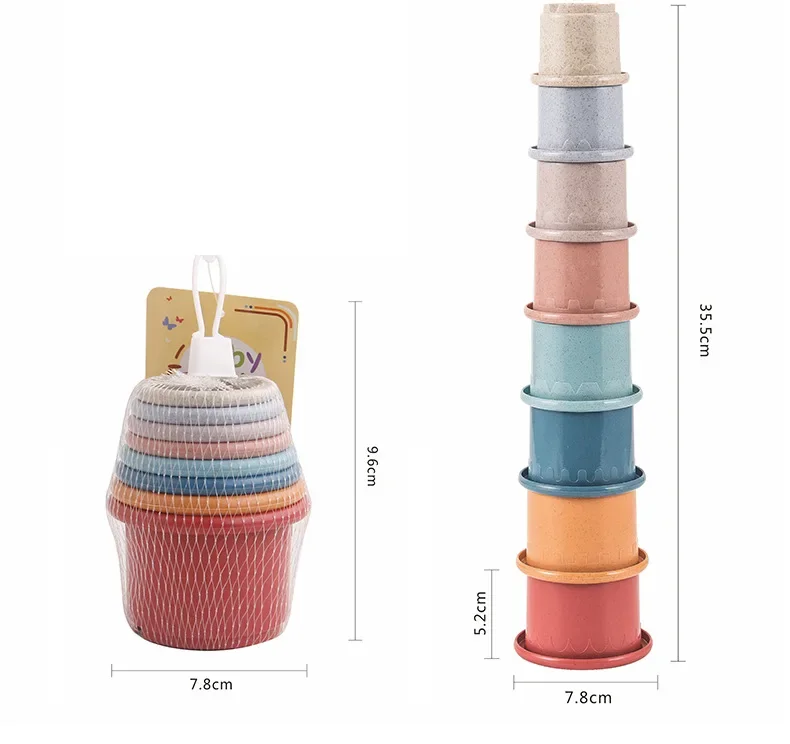Baby Stacking Cup Toys Baby Early Educational Toys Stacking Tower Montessori Bath Children Gift
