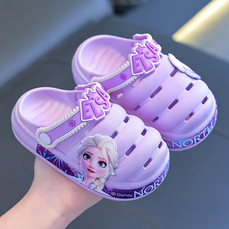 Disney Princess Elsa sandali per bambini estate ragazze foro scarpe sandali e pantofole antiscivolo suole morbide pantofole da spiaggia traspiranti