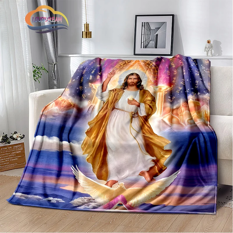 Religious Jesus Cashmere Blanket 3D Printed Christ Bedspread Flannel
