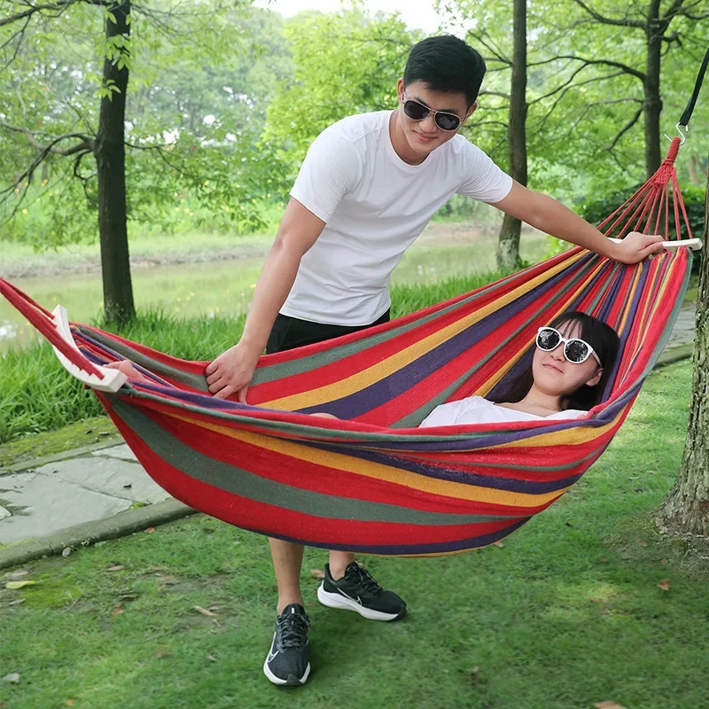 Comfortable canvas hammock chair durable indoor/outdoor swing seat for garden patio camping home leisure