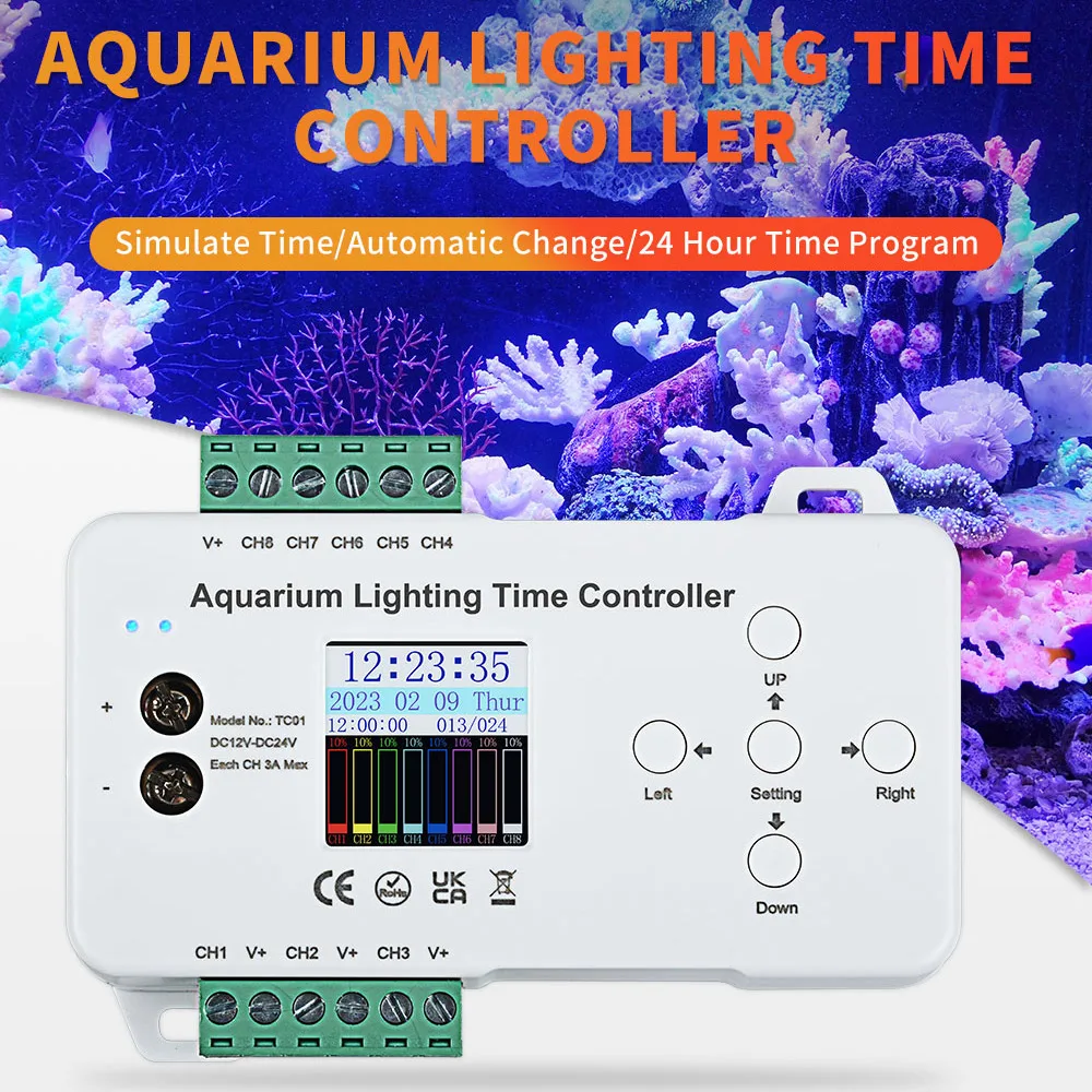 AquariumLightTimeControllerDC1224V8ChannelsProgrammableTimer