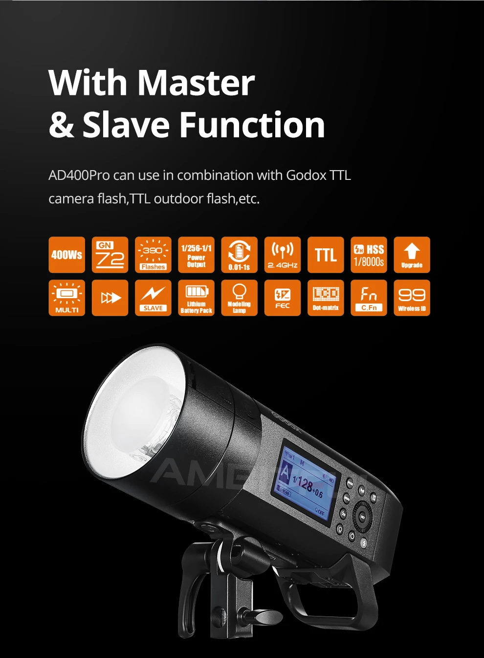 Godox 400W AD400 Pro WITSTRO All-in-One Outdoor Flash AD400Pro Li-on Battery TTL