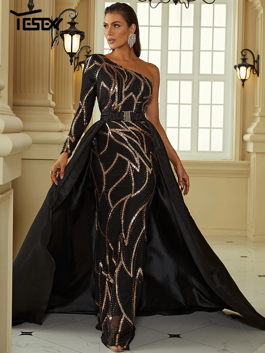 Yesexy New Delicate Black Arabian Evening Dress Long Shawl Open