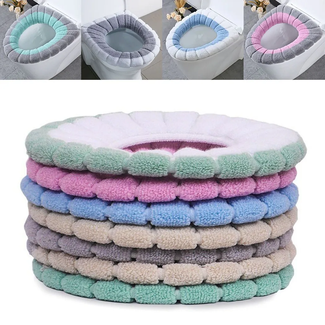 

Winter Warm Toilet Seat Cover Mat Bathroom Toilet Pad Cushion O-shaped & U-shaped Thicker Soft Washable Closestool Accessories