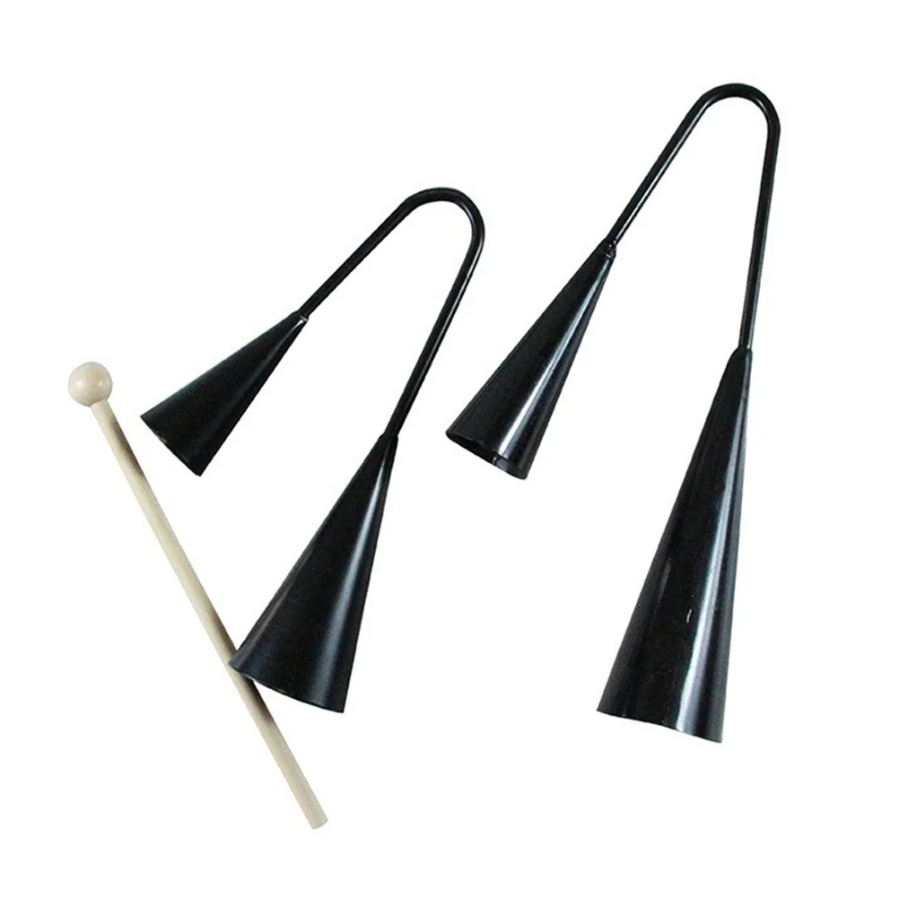 Kids Early Education Agogo Bell Toy Traditional Small Musical Two Tone Children Instrument with Wooden Stick Samba