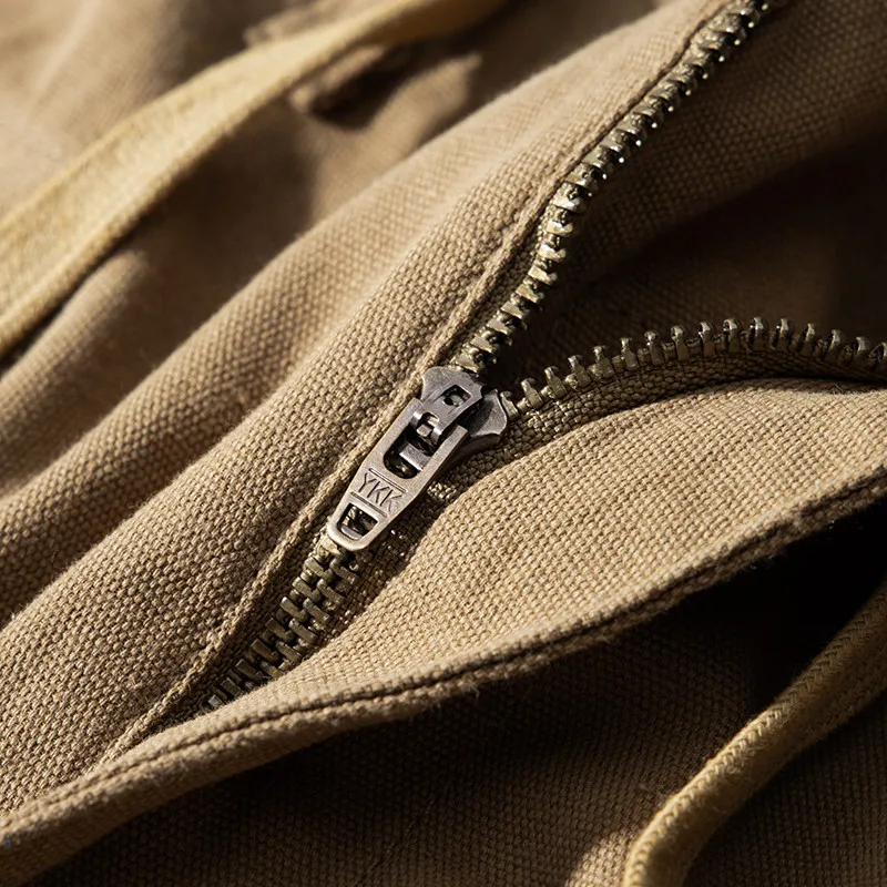 OKONKWO Soft Canvas Multi Pocket Cargo Trousers M42 Work Five Parts Outdoor Trekking Camp Hiking Sports Shorts Climbing Breeches
