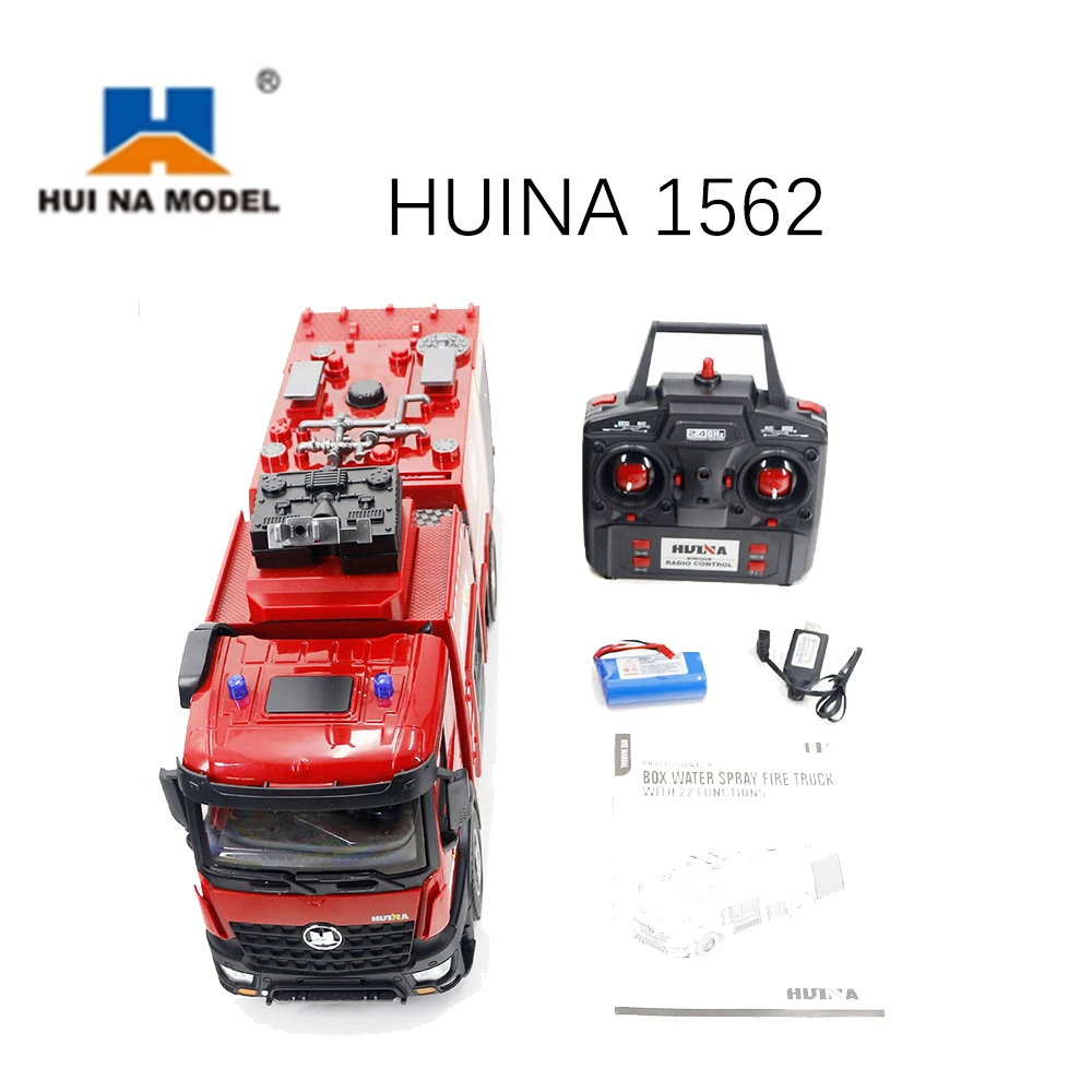 HUINA 1/14 2.4G RTR 1562 RC Remote Control Box Water Sprayable Fire RC Truck Car Battery Outdoor Toys For Boys Boys TH18050-SMT4 2