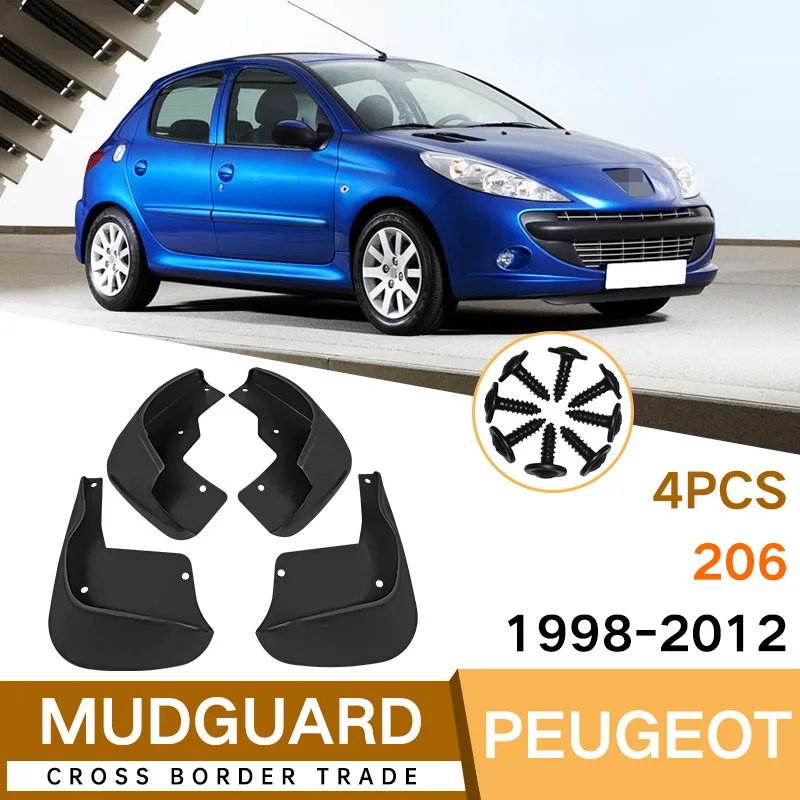 

For Peugeot 206 1998-2012 Car Molded Mud Flaps Splash Guards Mudguards Front Rear Styling Wheel Accessories