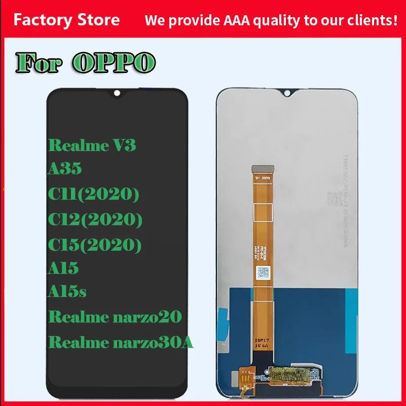 

ЖК-дисплей для Oppo Realme v3/A35/c11/c12/c15 2020/A15/A15s/realme narzo20 Narzo 30A, ЖК-дисплей, сенсорная панель, дигитайзер в сборе