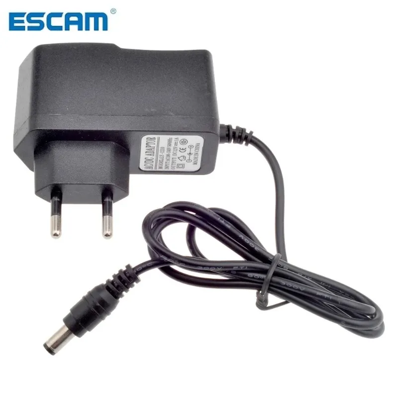 ESCAM EU AU UK US Plug Type 12V 1A 5.5mm x 2.1mm Power Adapter For CCTV Camera / IP
