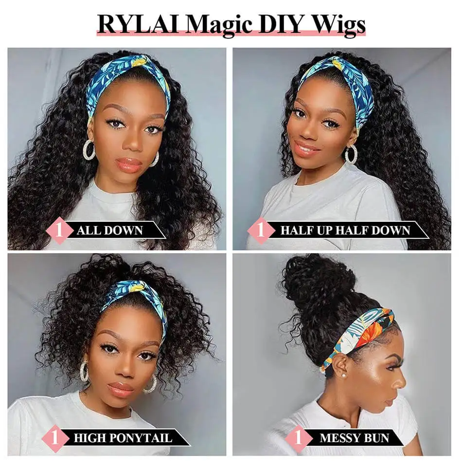 28 Inch Long Kinky Curly Headband Wig Synthetic Ice Wigs Organic Fiber Black Women Afro Curly Waterwave Hairstyle