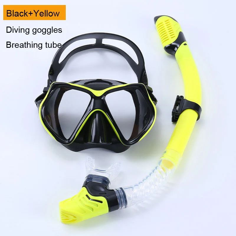 Men's and women's diving goggles Snorkel diving swimming equipment Large frame silicone tempered glass mirror explosion proof tempered swimming goggles regulatable swimming goggles equipment for observe