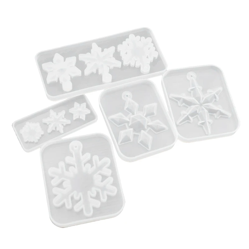 

5Pcs Snowflake Snow Mold For Jewelry Pendant Charms Making DIY Resin Casting Mould Christmas Decorations