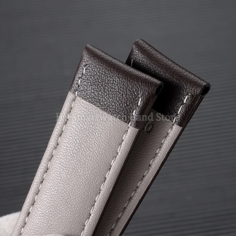 Cowhide Leather Watch Strap with Butterfly Clasp - Universal Fit