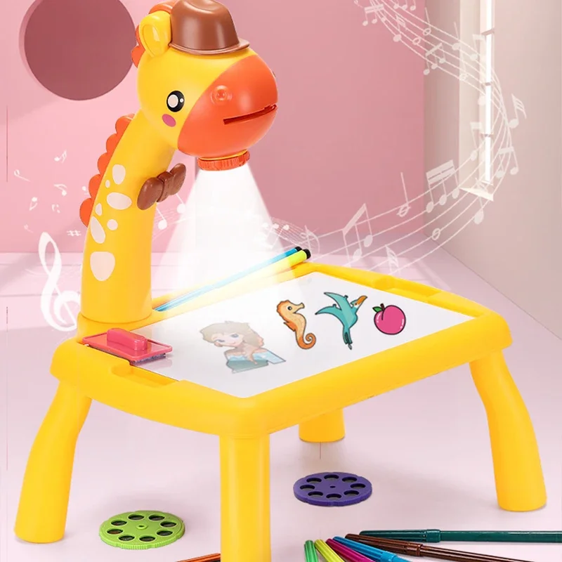 Kids Led Projector Drawing Table Toy Art Drawing Board Painting Set Portable Educational Learning Tools Painting Toys Gifts 4