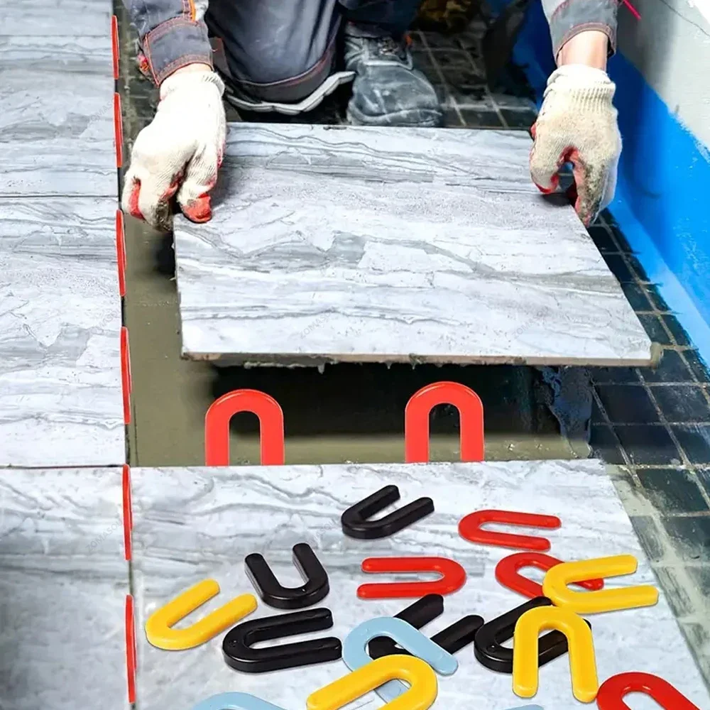 100Pcs Reusable Horseshoe U Shaped Tile Spacers Plastic Shims Ceramic Leveling System Floor Wall Tile Gap Tools