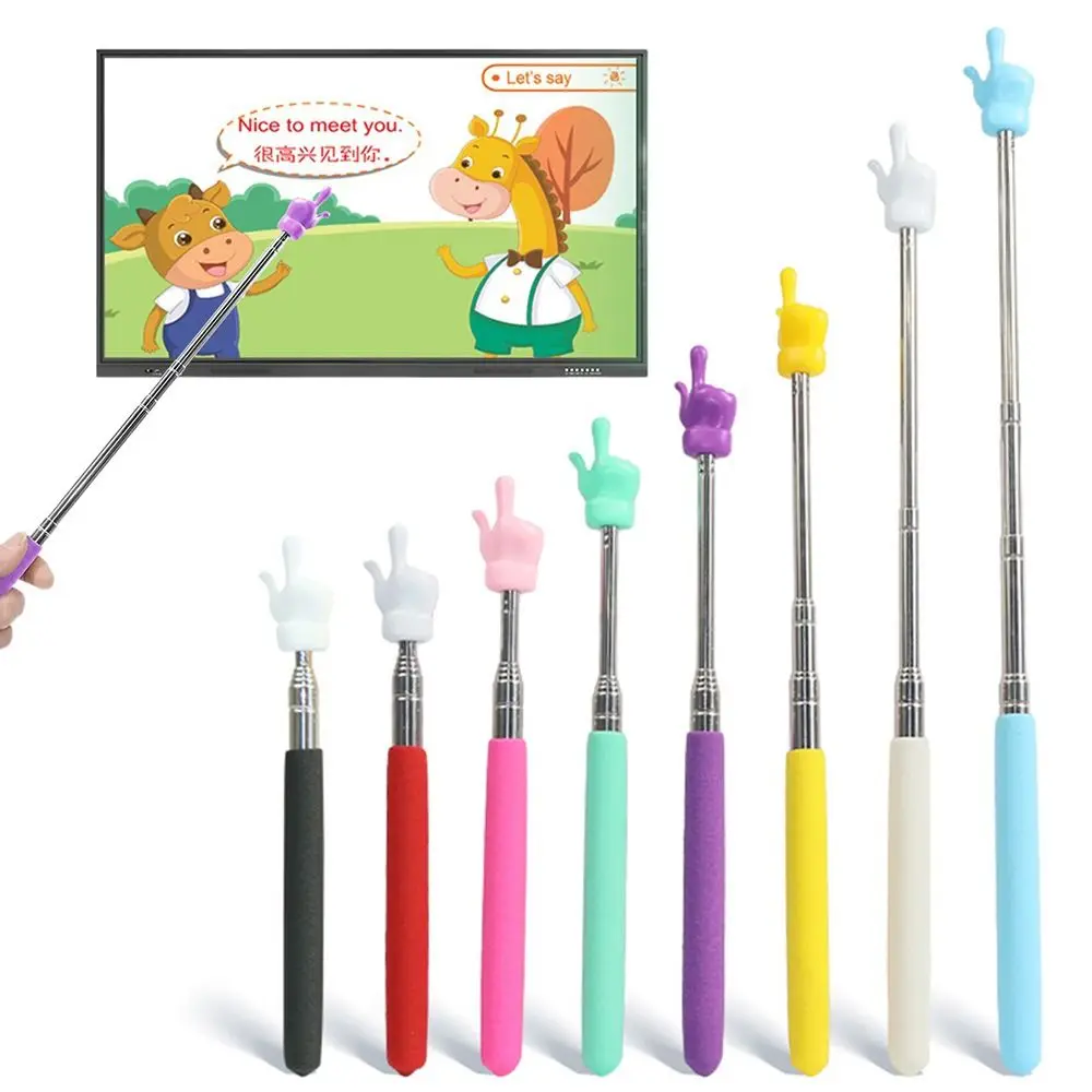 Stainless Steel Telescopic Rod Finger Design Handheld Presenter School Teaching Pointer Stick Teacher Supplies for Classroom