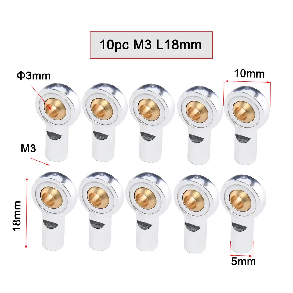 10PCS Aluminum Alloy M3 Link Rod End Ball L18mm/20mm/26mm Metal Rod End Ball For Rc Boat Airplane RC Crawler Car Truck Buggy image 24