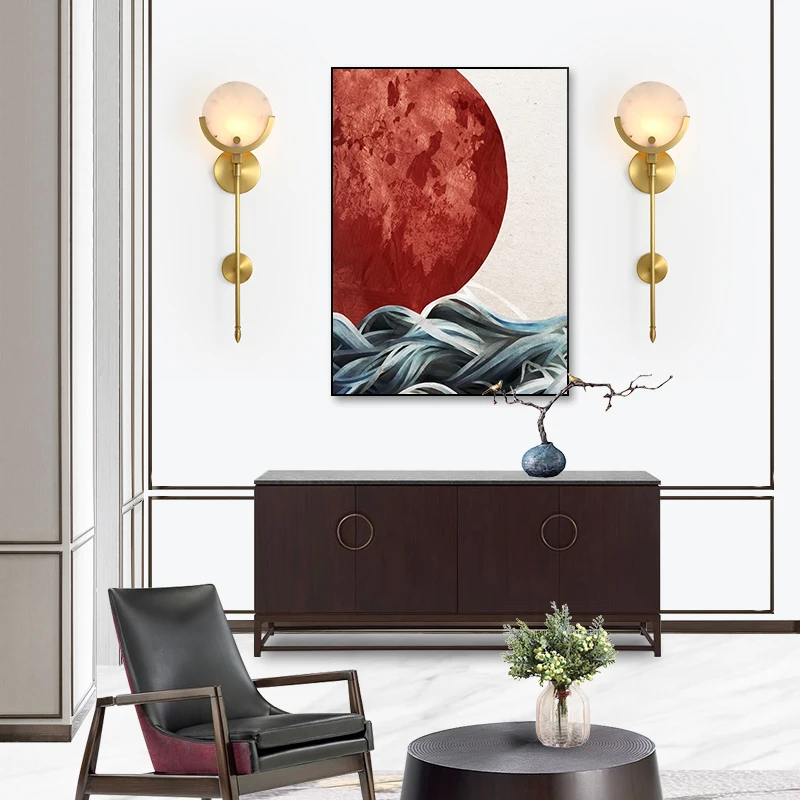 

Light luxury modern new Chinese style creative hotel restaurant, living room, bedroom, bedside simple all copper marble wall