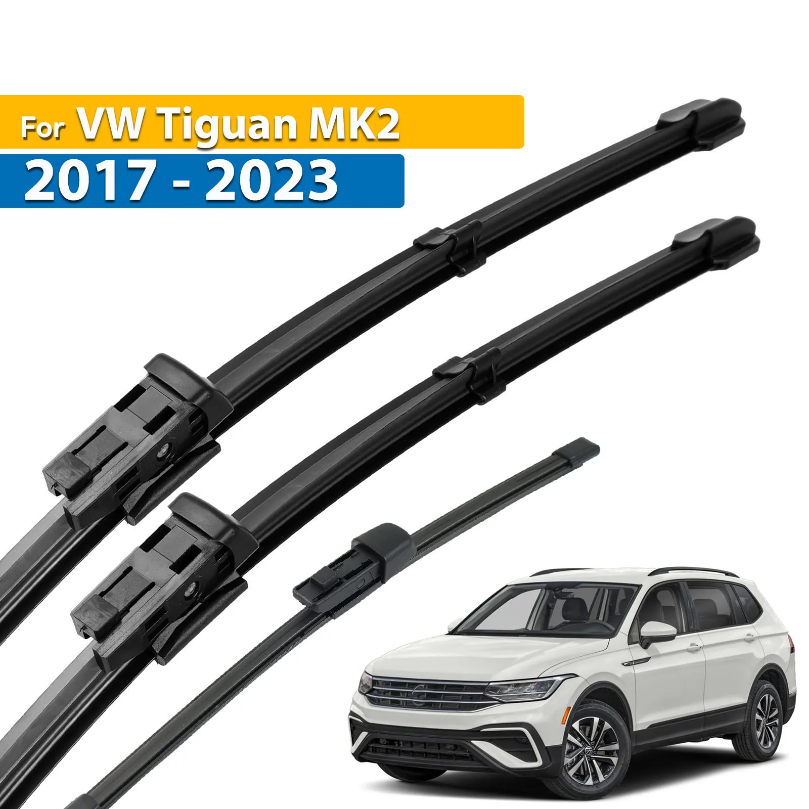 Erick's Wiper LHD Front & Rear Wiper Blades Set For VW Tiguan MK2 Windshield Windscreen Window Brushes 26"+21"+14"