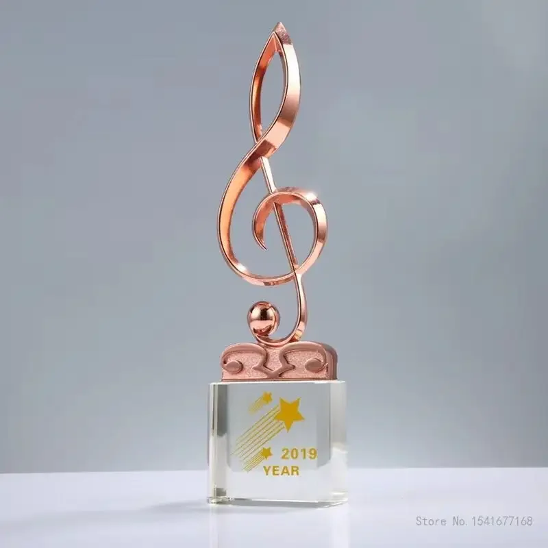 Customized Music Notation Crystal Trophy Lettering Medal Excellent Singer, Speech, Competition, Award, Gold, Silver, Copper, 1Pc