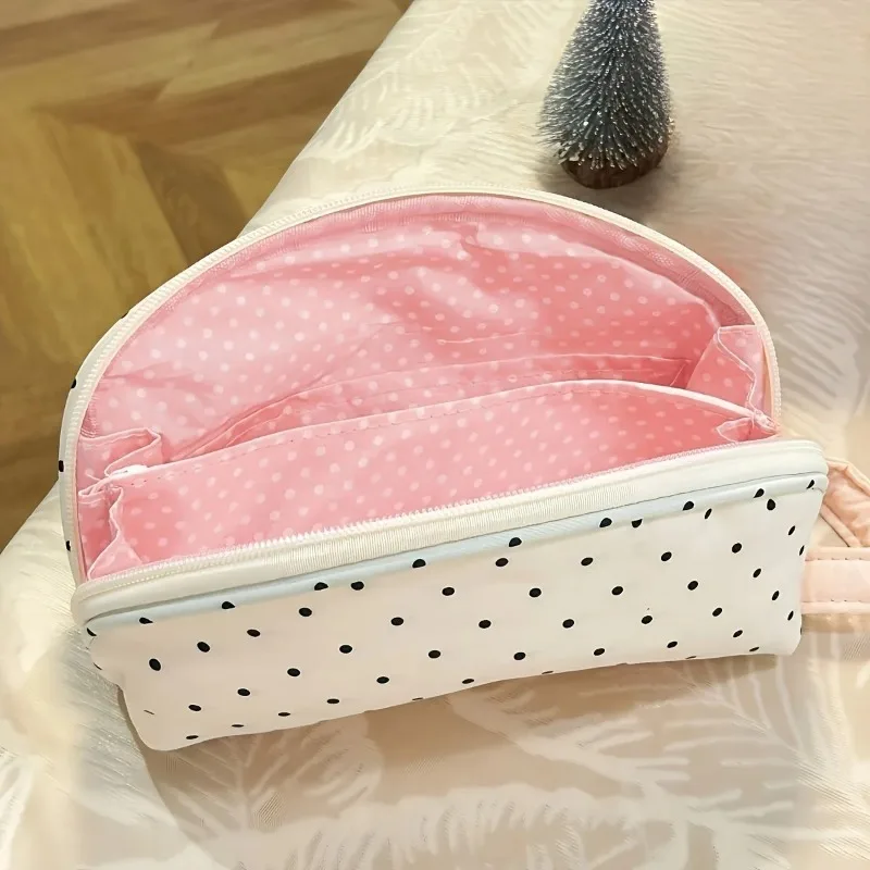 INS 폴카 도트 쉘 연필 케이스 다기능 문구 보관 가방 대용량 펜 파우치 학생 일상 선물