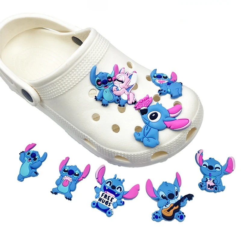 Disney Stitch Cartoon Character Lilo&Stitch Shoe Buckle Anime Sandals Accessories Corc Charms