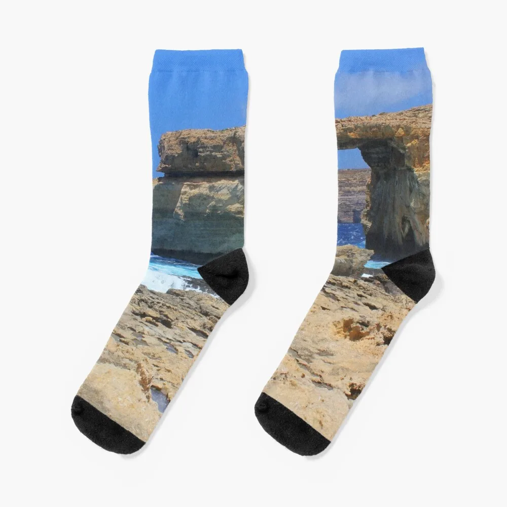 Azure Window, Dwejra Bay, Gozo, Malta Socks New year's socks halloween socks Lots socks Men's Socks For Women Men's
