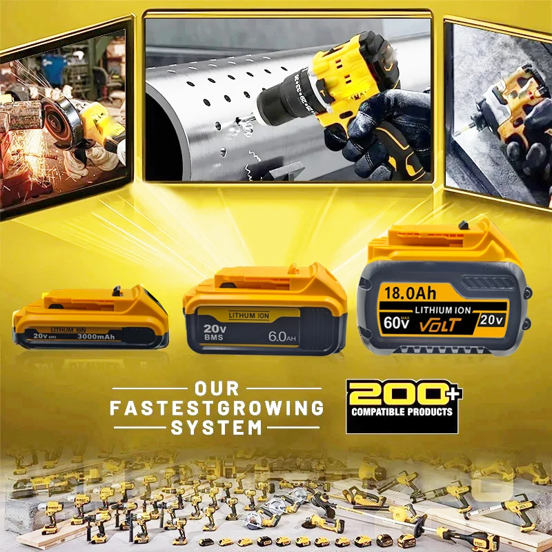 For Dewalt 20V 12.0Ah Rechargeable Battery for Dewalt Cordless Screwdriver Drill