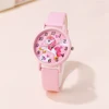 cute pink pu leather band unicorn Children's cartoon watch 1