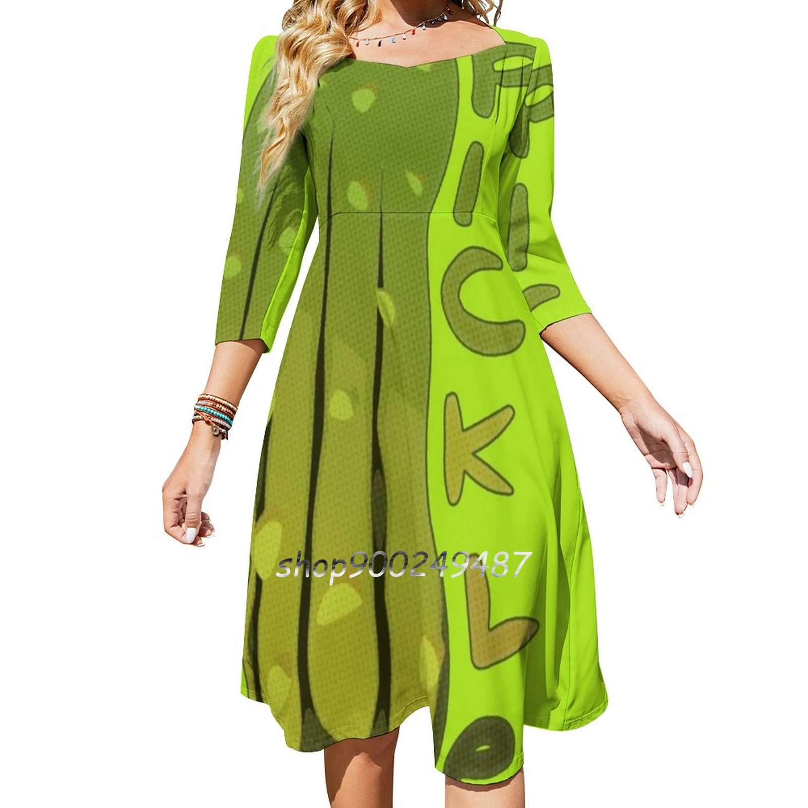 Pickle Evening Party Dresses Midi Sexy Dress Female Sweet One Piece Dress Korean Pickle Green Cucumber Dill Sweet Food Funny Aliexpress
