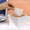 New Plastic Tissue Box Wooden Lid Square Napkin Holder Container Wet Tissue Paper Dispenser Case Modern Home Car Organizer 3