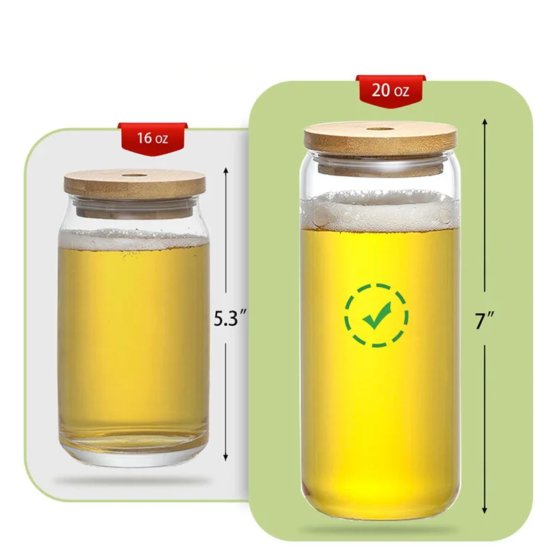 A75T 투명 무광 승화 블랭크 유리 메이슨 병 맥주 캔 유리컵 (대나무 뚜껑 포함)