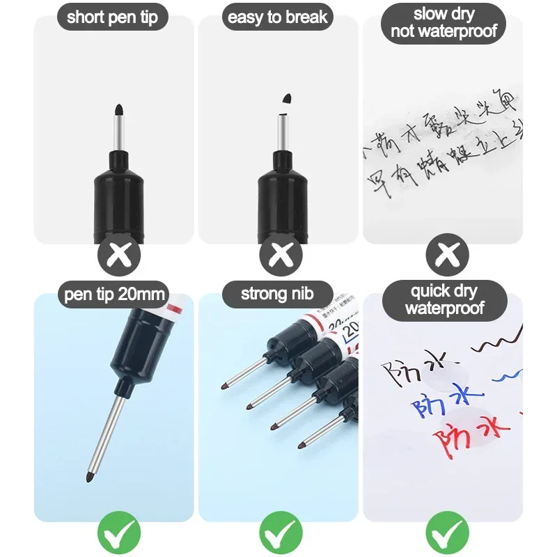 Long Head Markers 4/5Pcs/Set Bathroom Woodworking Decoration Multi-purpose Deep Hole Marker Pens Red/Black/Blue/Green/White Ink