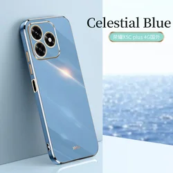 Elegant Plating Fashion Silicone Phone Case - Shockproof Luxury Back Cover for Honor X5d (Celestial Blue)