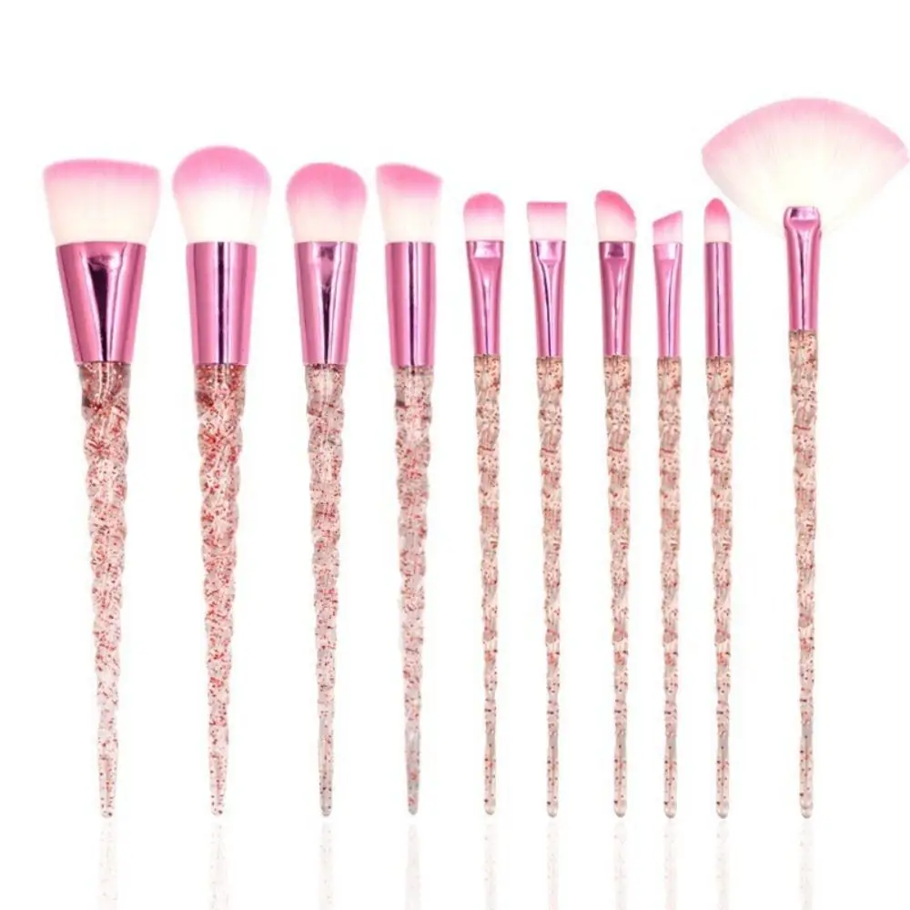 

10pcs Transparent Face Eye Makeup Brush Set Acrylic Crystal Handle Eyeshadow Powder Blush Set Threaded Makeup Brush Soft Brushes