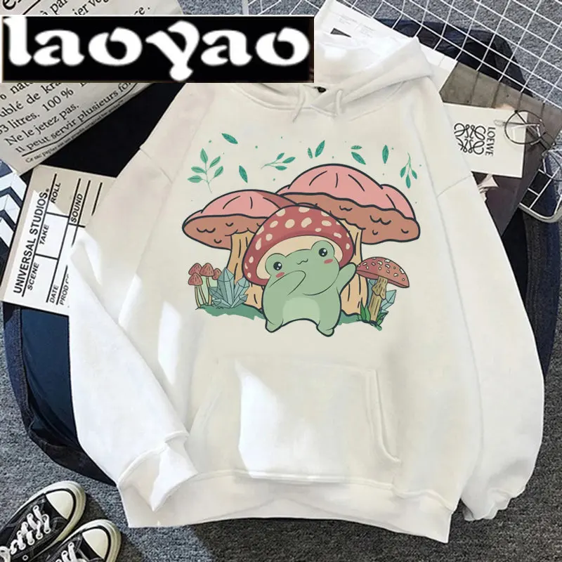 

Kawaii Cartoon Frog Hoodies Women Cartoon Mushroom Graphic Streetwear Y2k Punk Anime Grunge Tops Harajuku Sweatshirts Female