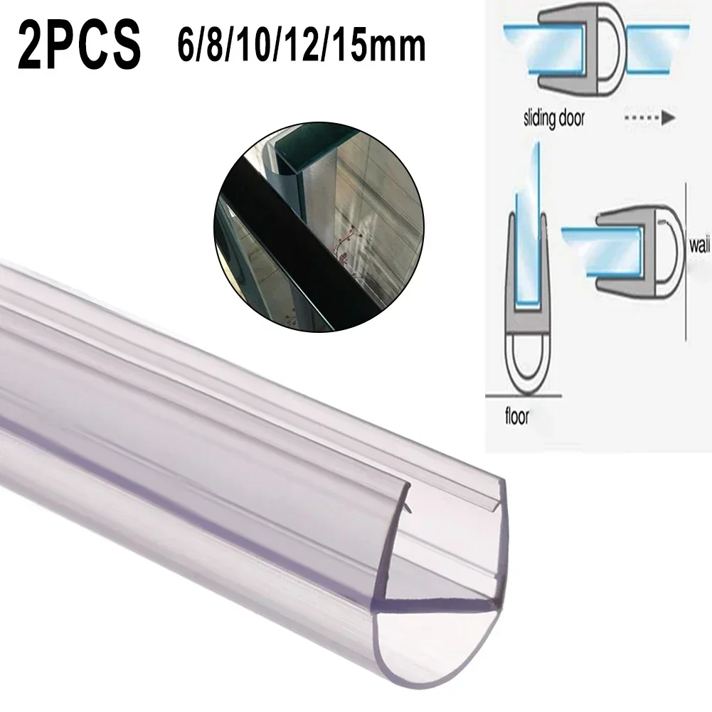 Shower Door Seal 2pc 50cm Replacement 6/8/10/12/15mm Water Deflector Door Protective Strip Bathroom Hardware shower door seal