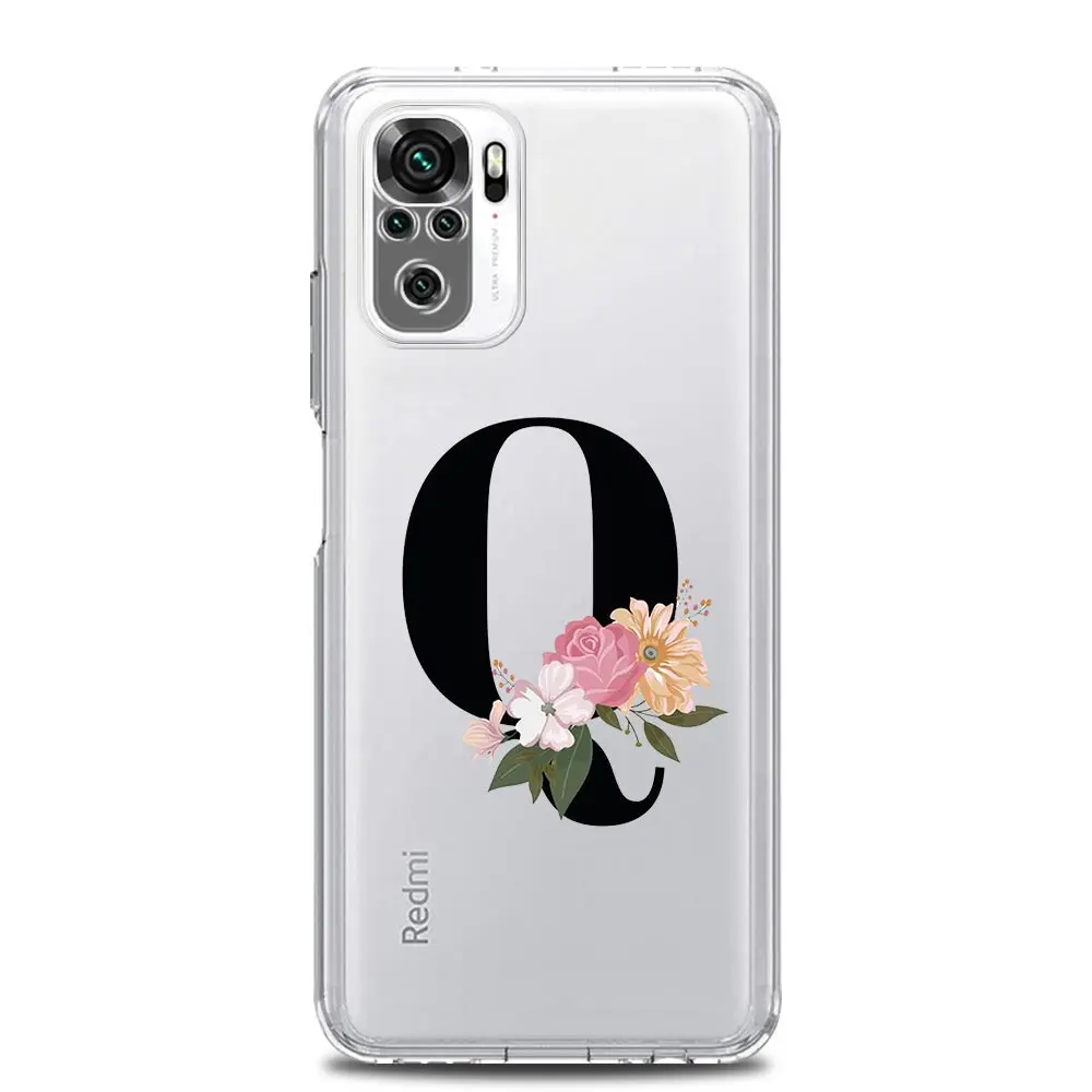 Clear Flower Letter Design Phone Case Cover