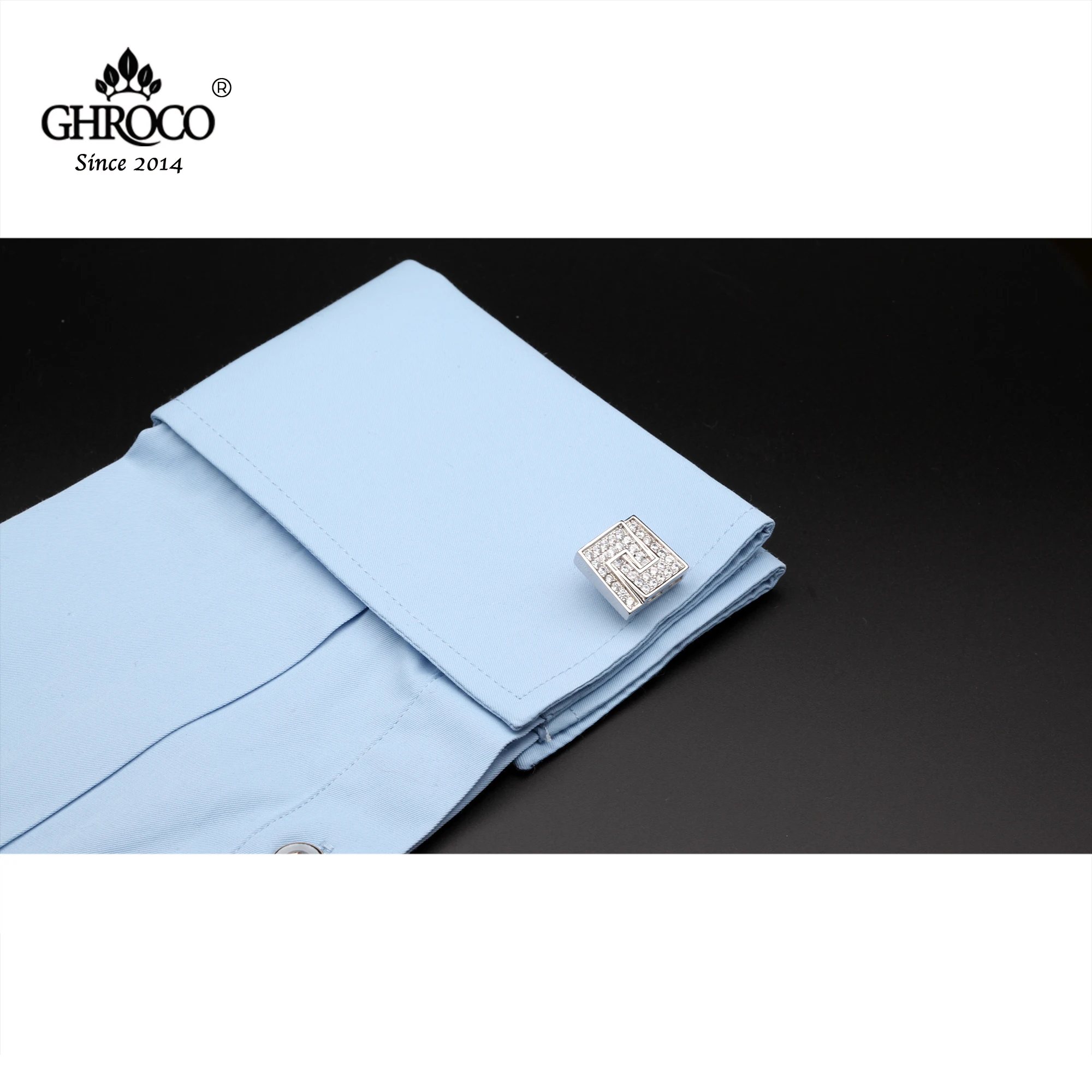 GHROCO High Quality Exquisite Glass Inlaid Shaped French Shirt Cufflinks Fashion Luxury Gifts Business Men and Women Groomsme