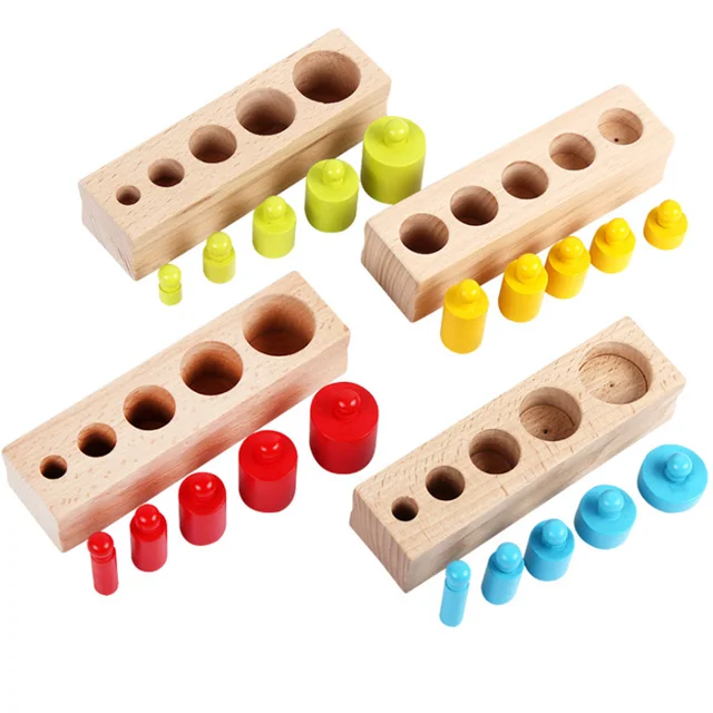 Montessori Colorful Socket Cylinder Block for Children Preschool Early Educational Toy Multicolor Building Blocks Wood Toys Gift 2