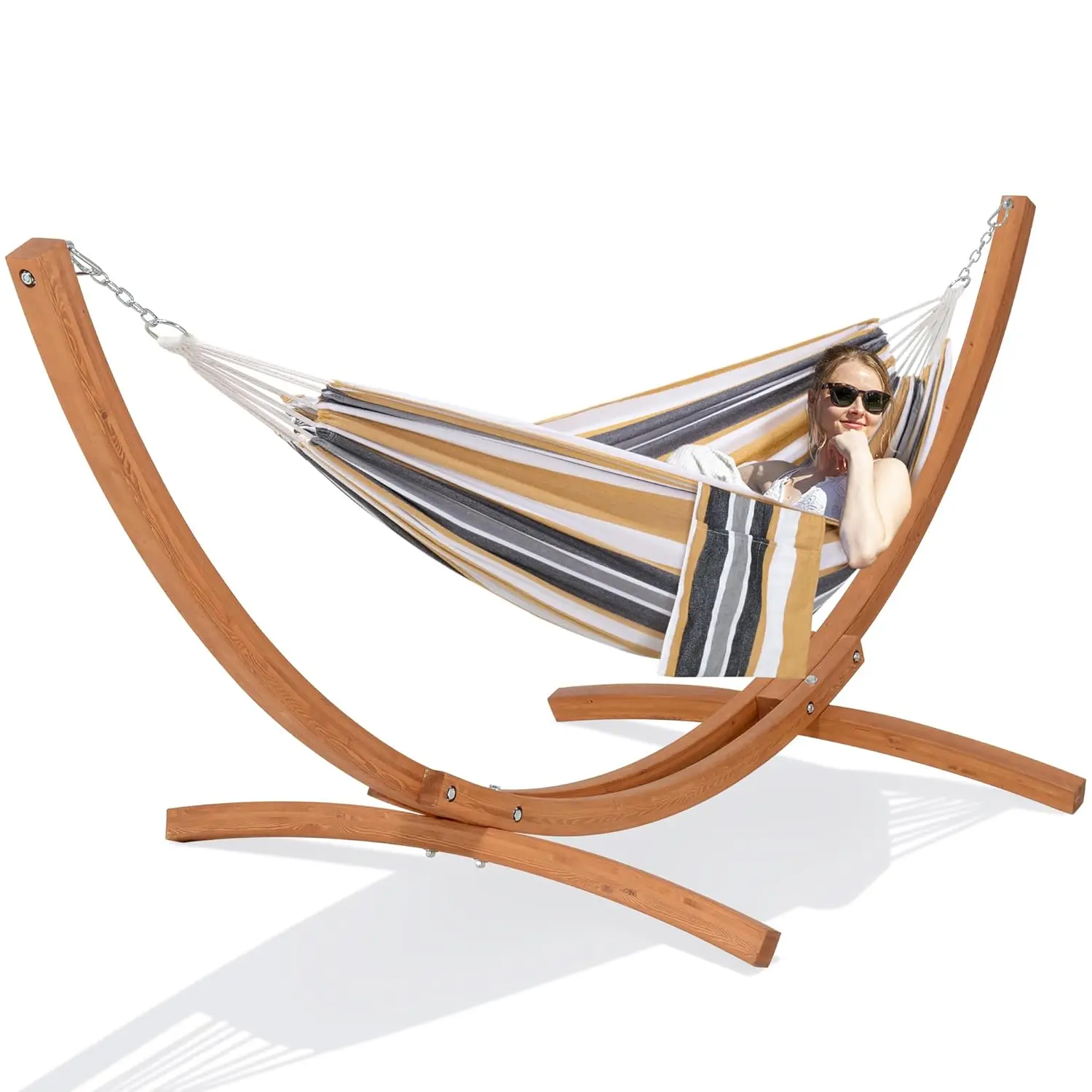 Freestanding 10ft Wooden Stand Outdoor Hammock 475lbs Capacity, Customized