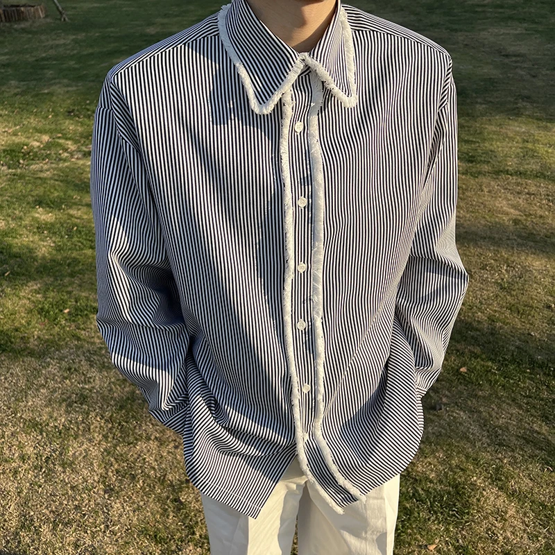 

Новинка весна-осень 2023, Мужская модная повседневная свободная мужская одежда с длинным рукавом, высококачественные Топы I58