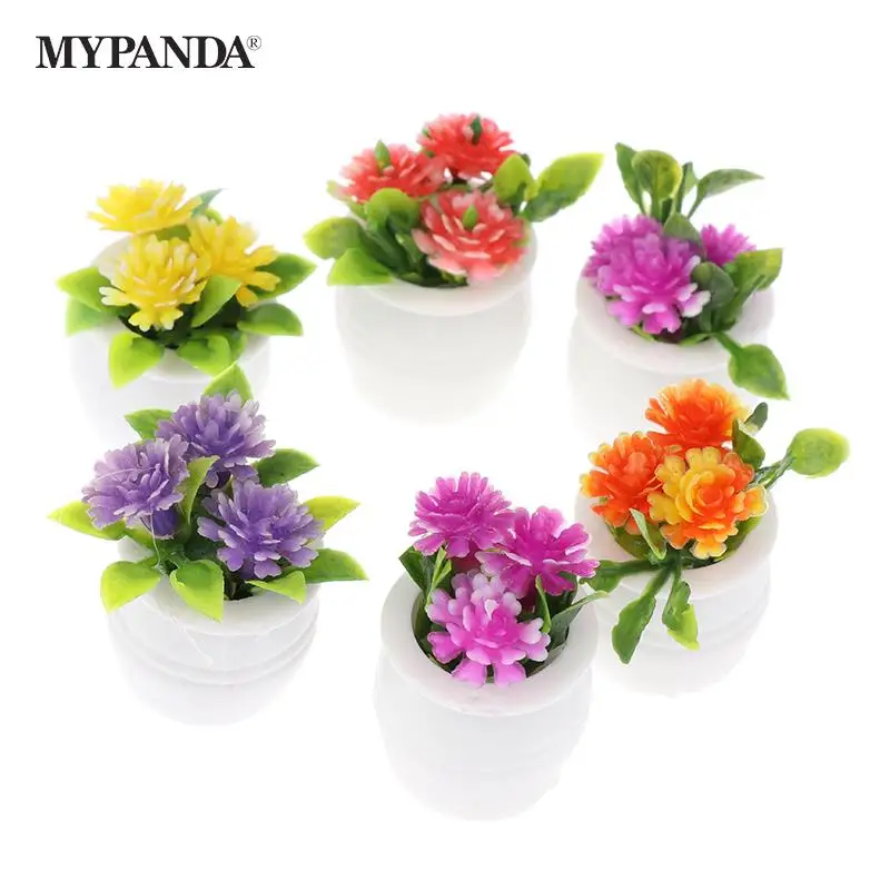 

3 шт./лот 1:12 кукольный домик, пластиковый миниатюрный зеленый горшок для растений, горшечные цветы, мебель, аксессуары для домашнего декора, случайный выбор