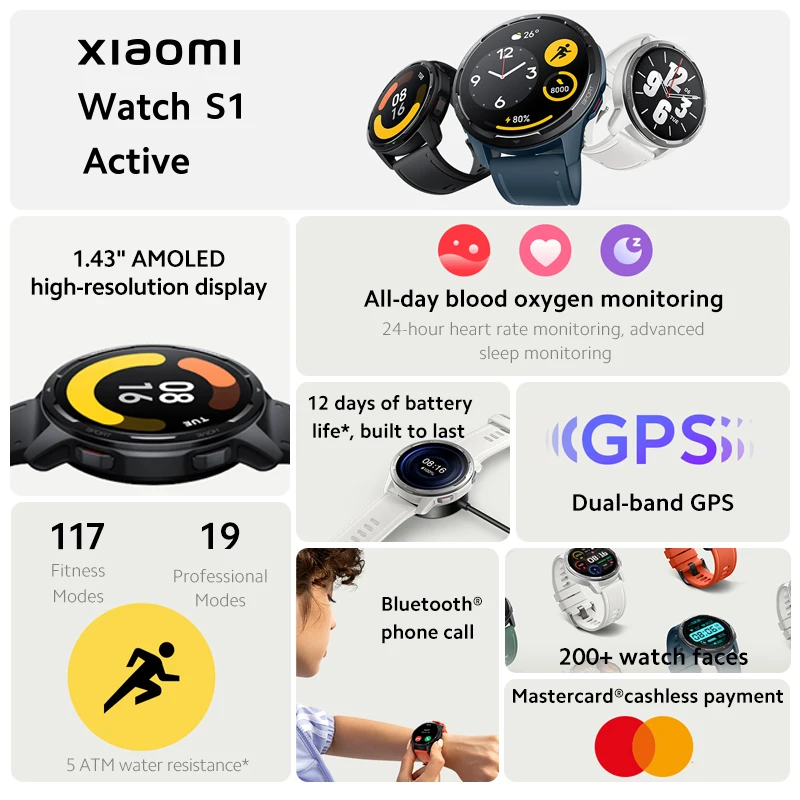 Xiaomi Watch S1 Active Global Version Smart Watch GPS Blood Oxygen 1.43