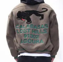 

22SS Season 6 Fleece Varsity Jacket Men Women 1:1 High Quality Embroidered Heavy Vintage Calabasas Fabric Leopard Coats Jacket