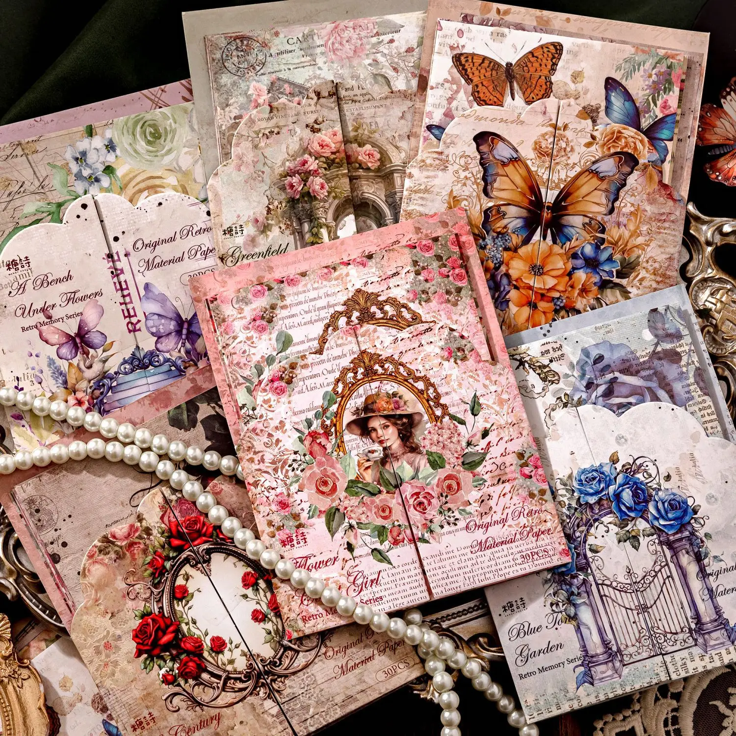 

30pcs/lot Memo Pads Material Paper retroactive memory background Junk Journal Scrapbooking Background Decoration Paper