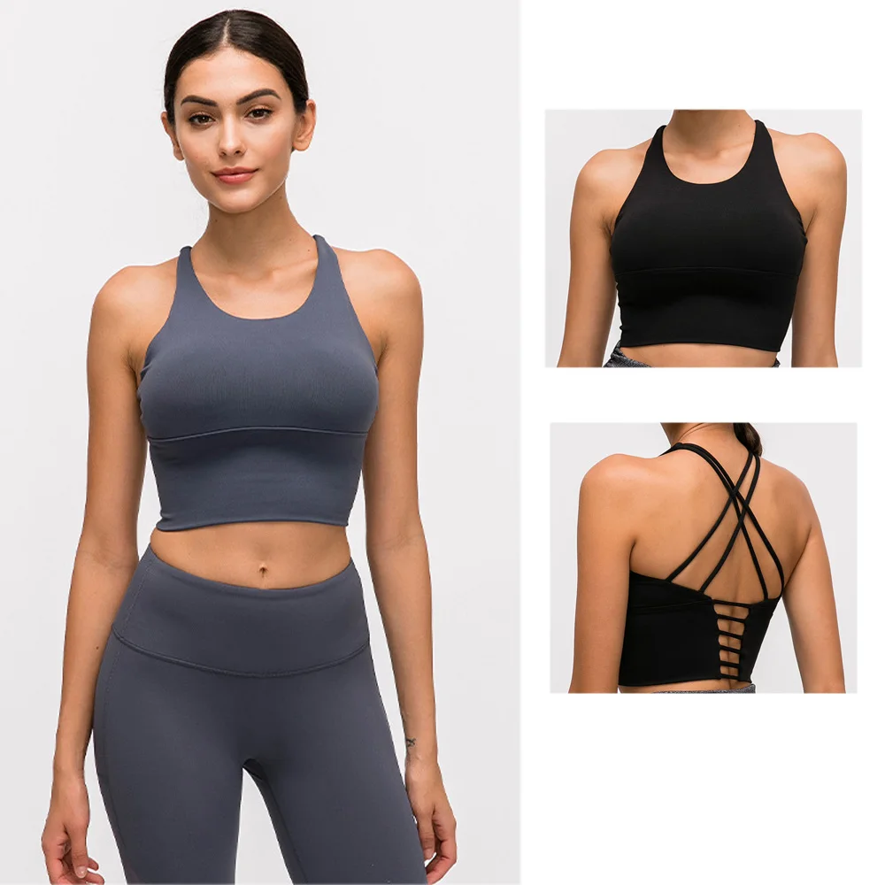 

New Backless sports Bra for Women backless fitness YOGA bra thin suspender Vest Top Summer