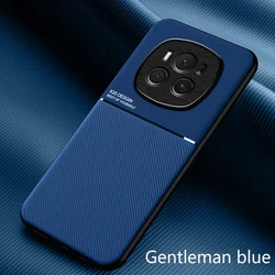 Sleek Magnetic PU Leather Phone Case with Matte Silicone Finish and Full Protection for Honor Magic 6 Pro (Blue)
