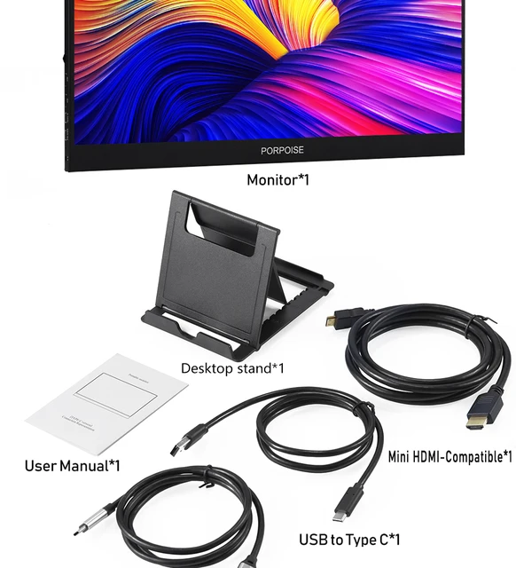 PORPOISE 17.3Inch FHD Monitor 1920X1080 IPS HDMI Type-C